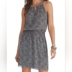 NWOT White House Black Market Lightweight Dress With Beaded Neckline Detail L